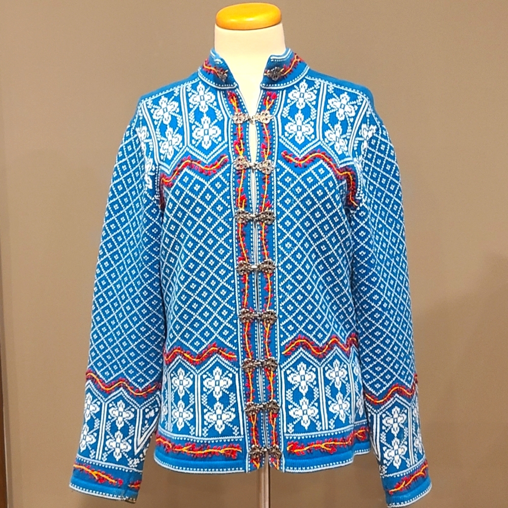Norm Thompson Nordic Ice Blue Sweater Cardigan Jacket